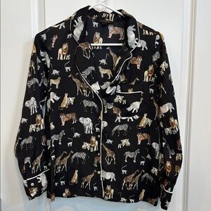 Banana Republic Animal Print Pajama Top - Black and White
